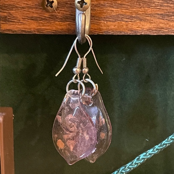 Artisan Pink and Gold Leaf Pendant Necklace Set… NWOT - Picture 2 of 8